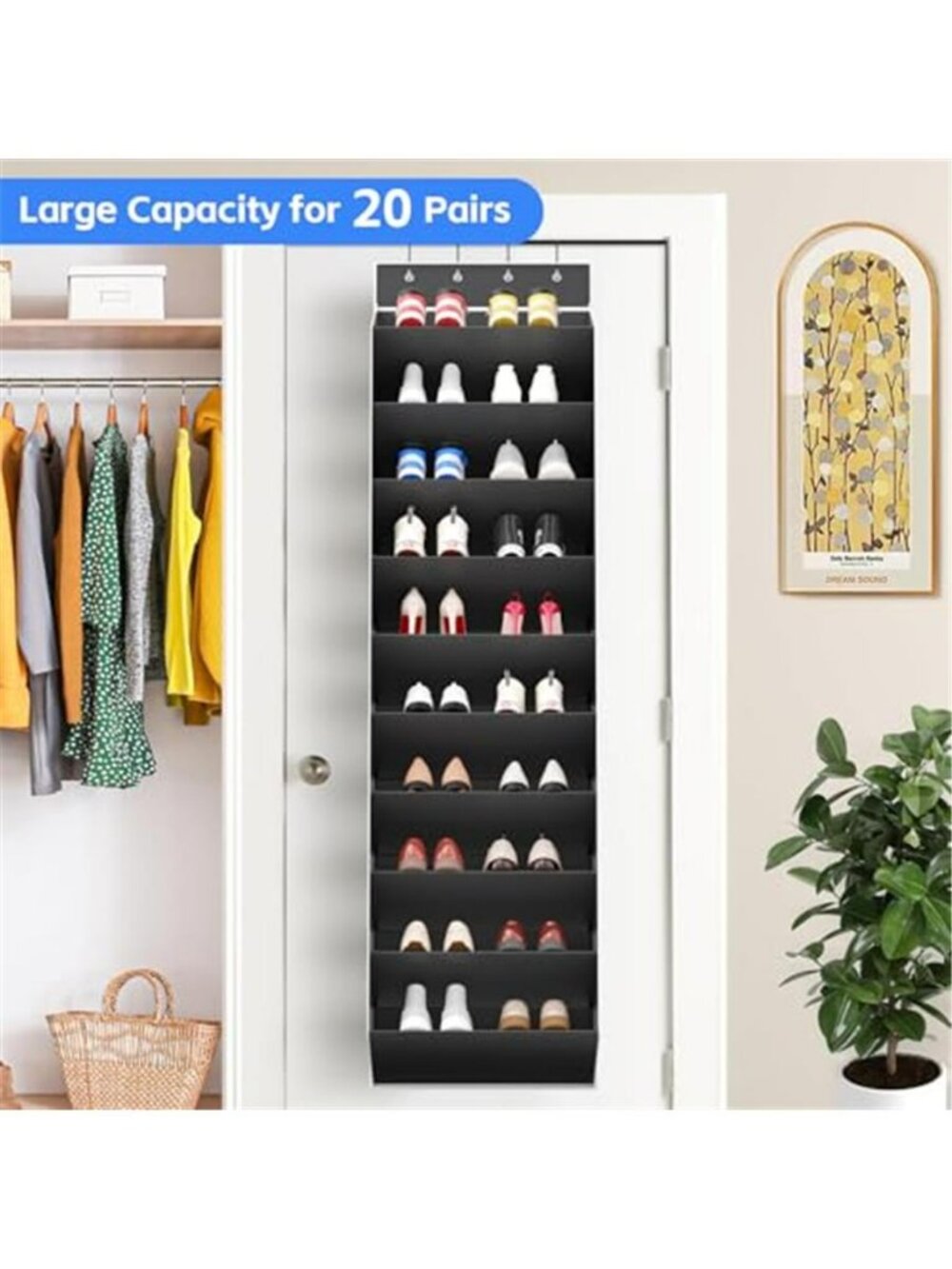10 Tiers Large Size Over the Door Shoe Organizer Storage, Hanging Shoe - Picture 4 of 7